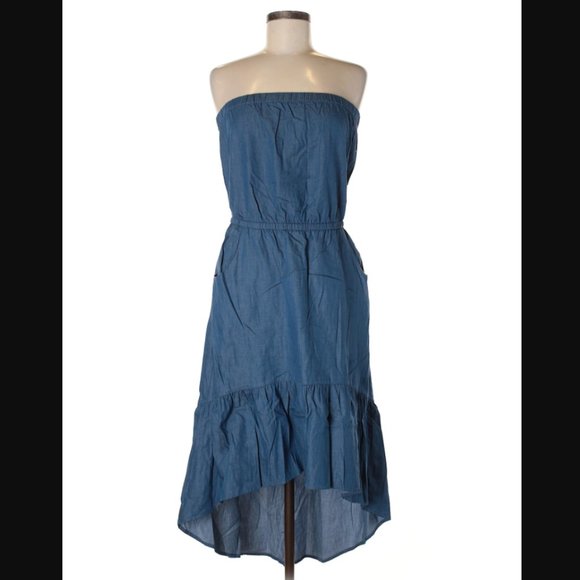 Unbranded Dresses & Skirts - ❤5/$25 Blue Denim Strapless Dress High Low Hem